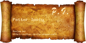 Petter Ipoly névjegykártya